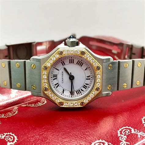 cartier santos ladies|cartier santos diamond bezels.